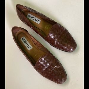 Borelli, brown woven leather uppers, rubber soles, 10M, $50.